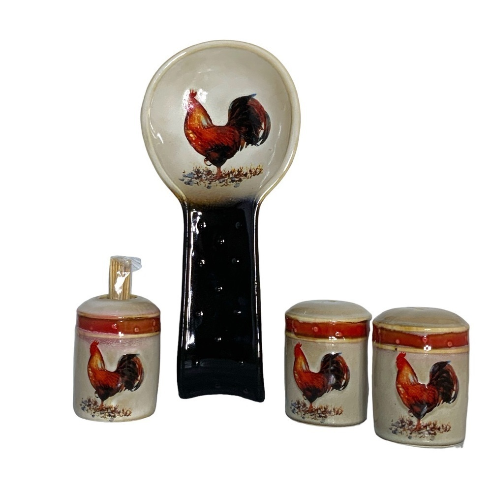 Rooster Kitchen Ceramic Artisan Accessories Functional Art Rustic Farmhouse Set - Picture 2 of 15